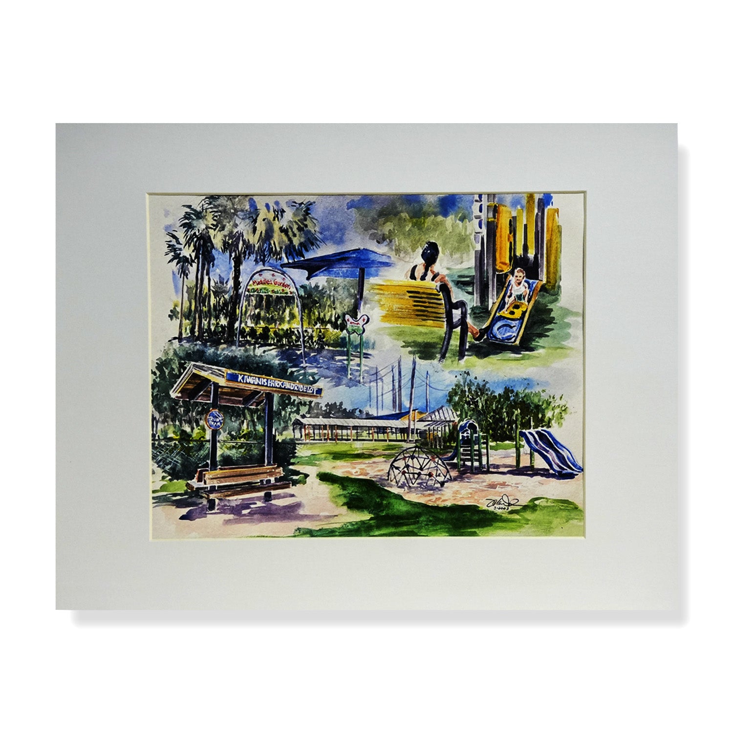 Watercolor painting of Kiwanis Park in downtown Stuart, Florida by Treasure Coast artist Don MacIntosh
