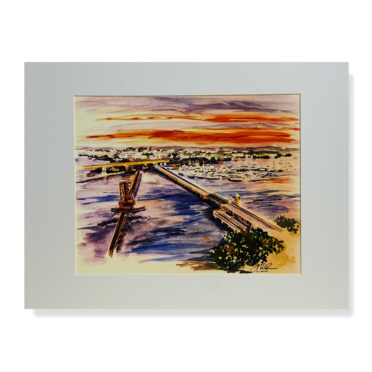 Watercolor painting of Sunset Bay Marina in Stuart, Florida by Treasure Coast artist Don MacIntosh
