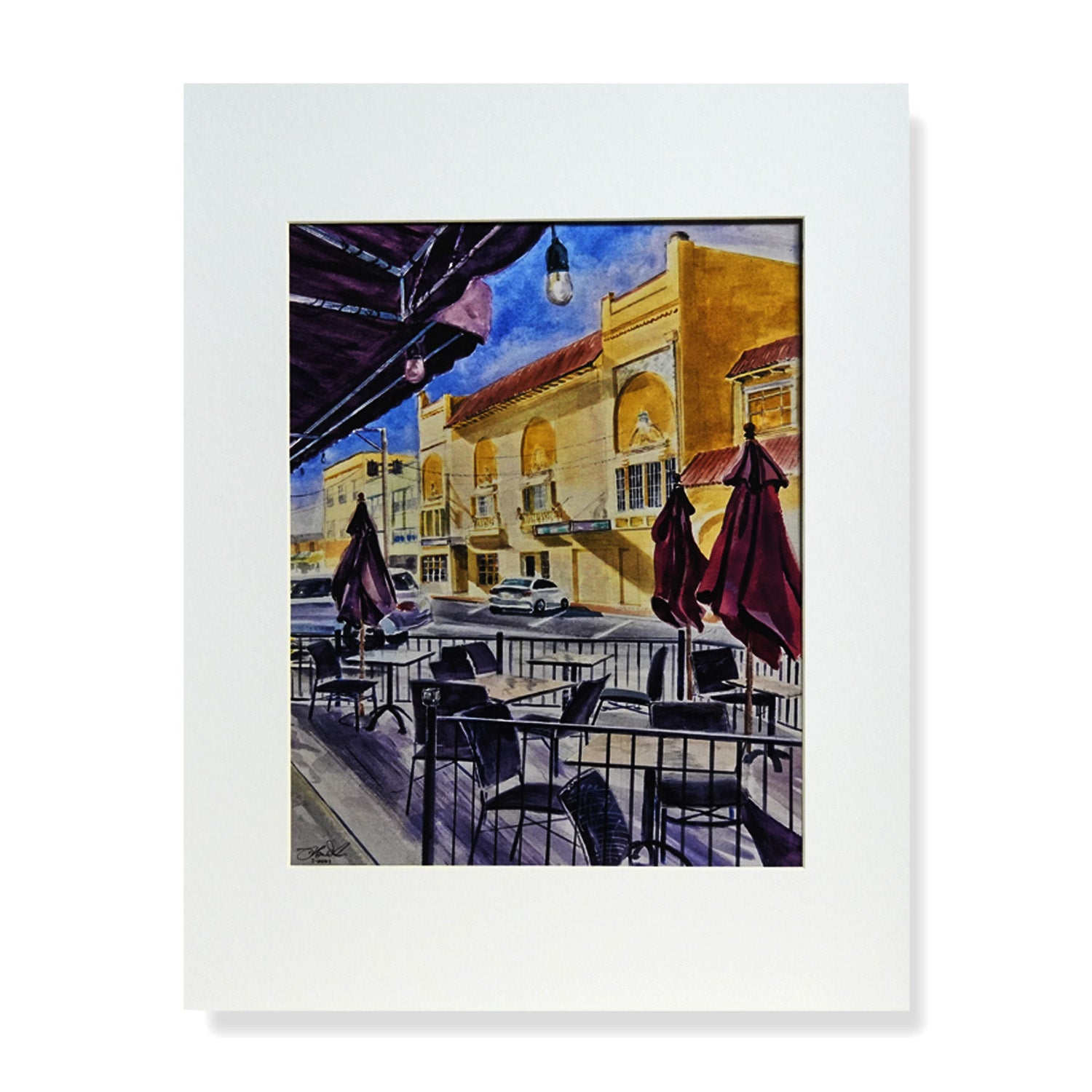 Watercolor painting of the Lyric Theatre in downtown Stuart, Florida by Treasure Coast artist Don MacIntosh
